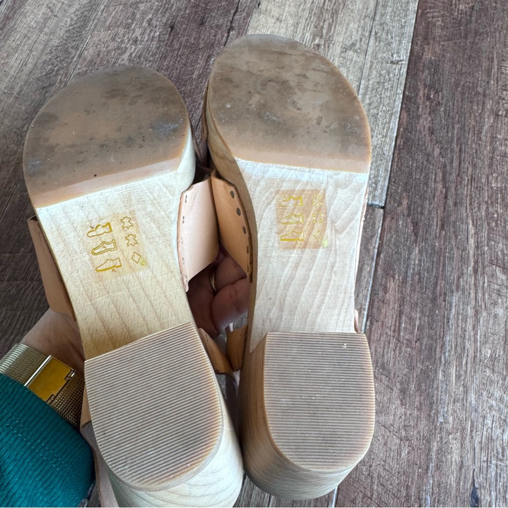 Madewell the Johanna Tan Leather wooden heel Women's Sandals size 8 - Picture 8 of 10